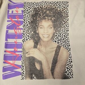 Whitney Houston Small Tan Sweatshirt 2024 Licensed Animal Print EUC